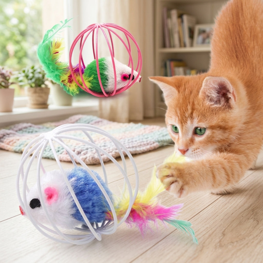 ネズミ入りコロコロボール 猫のひとり遊びおもちゃ
